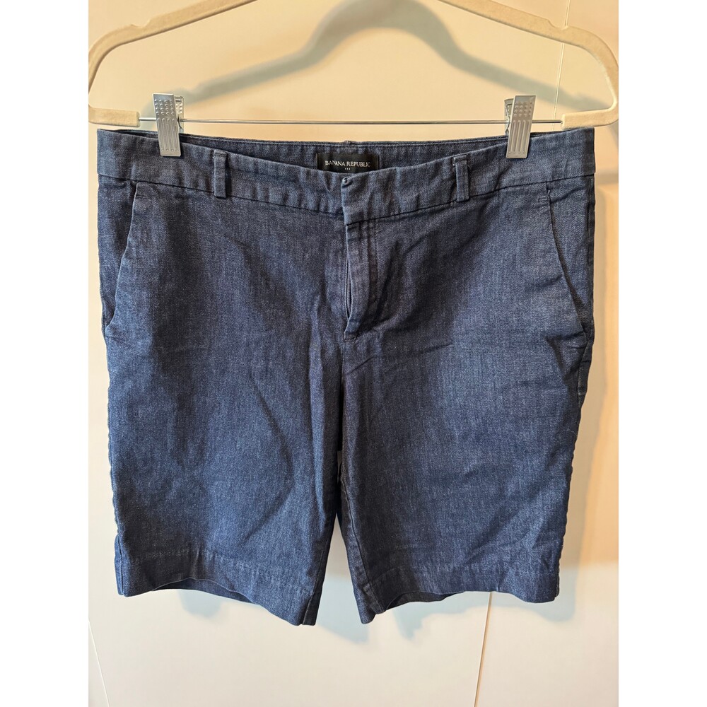 Banana Republic Chambray 10” Denim Bermuda Shorts Mid Rise Dark Wash Women’s 8